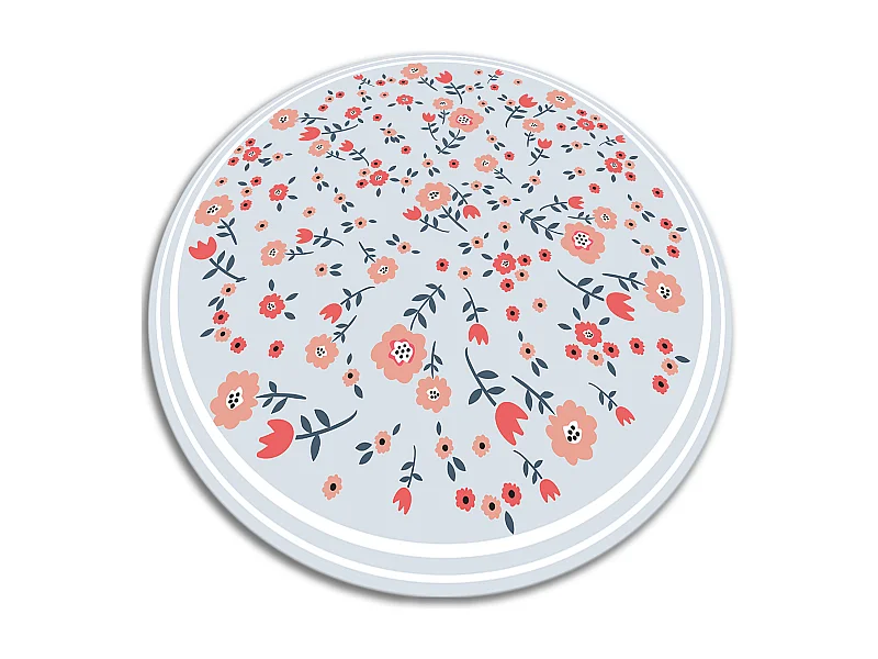 Tapijt Vinyl 90cm Decoratie voor Woonkamer Keuken Rond Waterdichte PVC - Landelijke bloemen