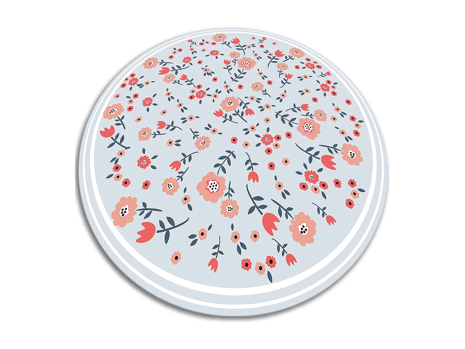 Tapijt Vinyl 90cm Decoratie voor Woonkamer Keuken Rond Waterdichte PVC - Landelijke bloemen