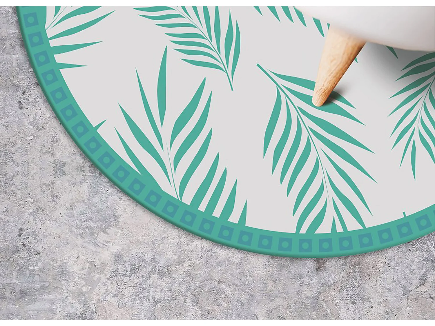 Teppich Vinyle 120cm Dekorativ Rund PVC für das Wohnzimmer Wasserdicht Küchenmatte - Hawaiianische Blätter