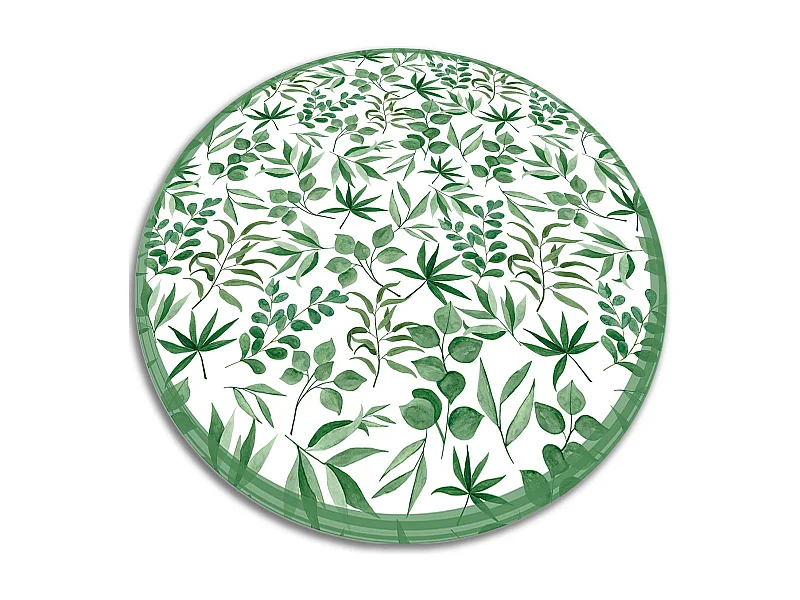 Alfombra Vinílica 90cm PVC Redonda Impermeable Vinilo de Cocina Salón Decoración - Hojas pequeñas