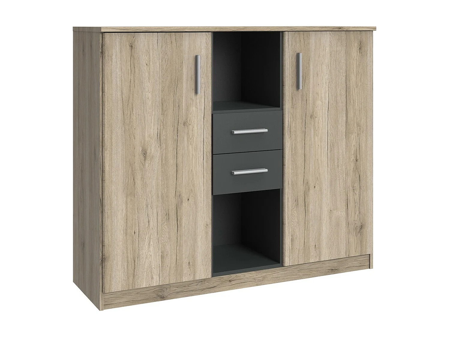 Buffet 2 portes 2 tiroirs et 2 niches - L122 cm