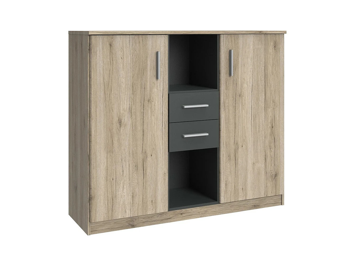 Buffet 2 portes 2 tiroirs et 2 niches - L122 cm