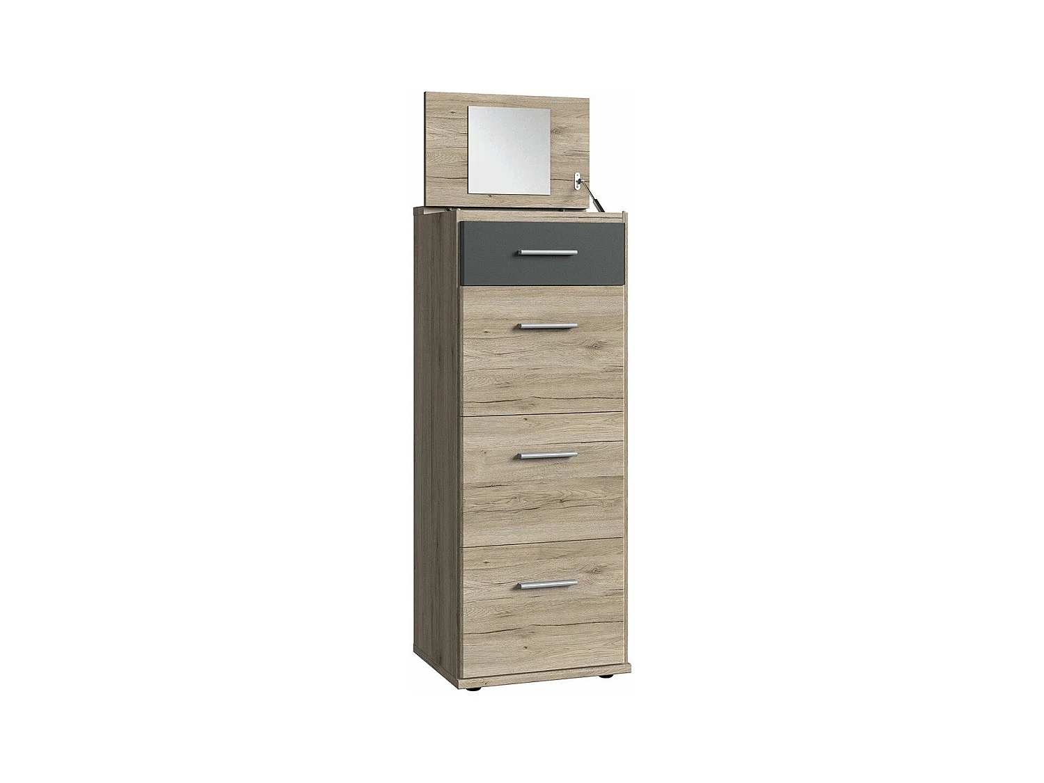 Chiffonnier coiffeuse 4 tiroirs et miroir - L46 cm