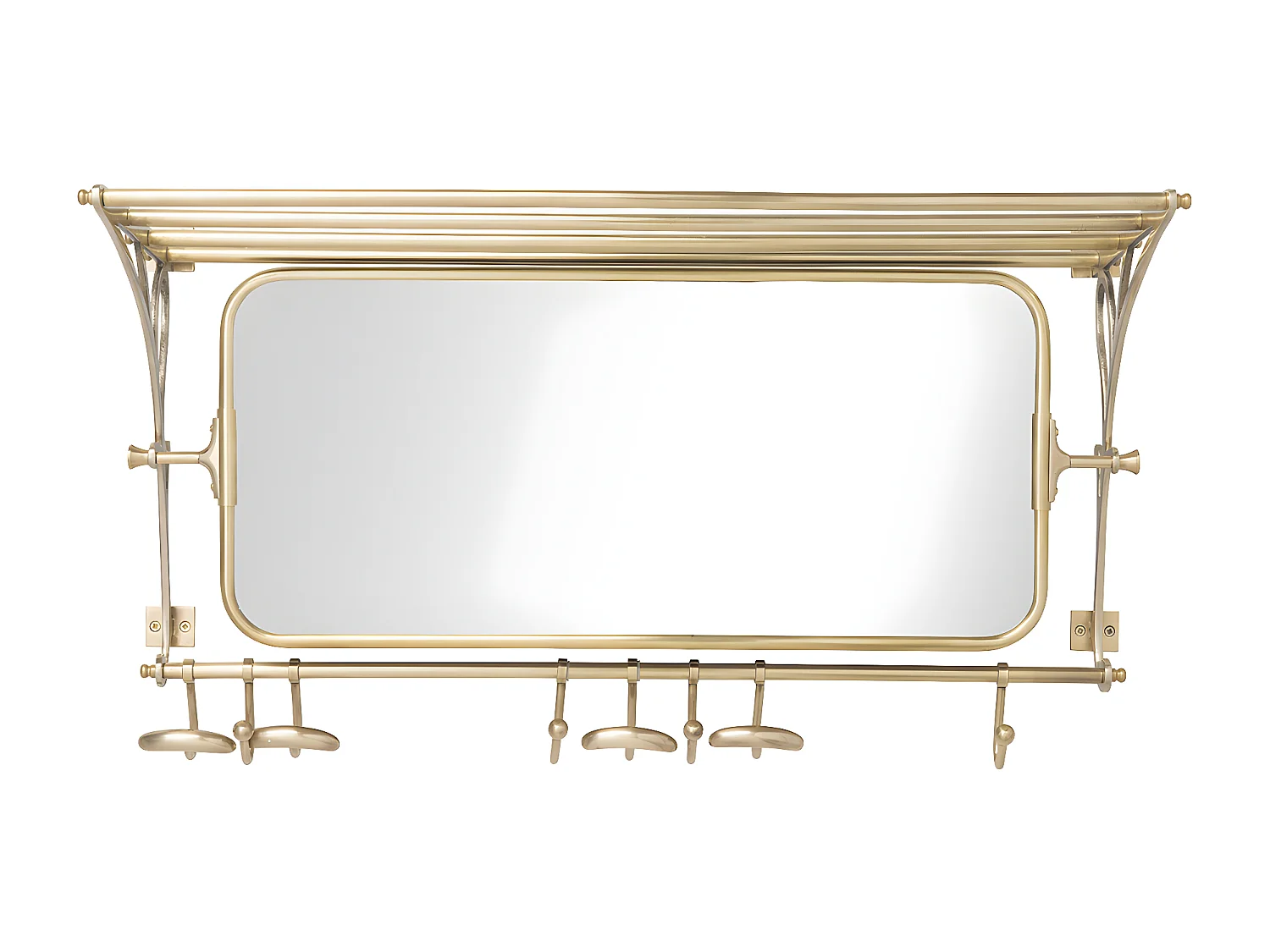 Porte Manteau en Laiton avec Miroir et Étagère 1 Plateau