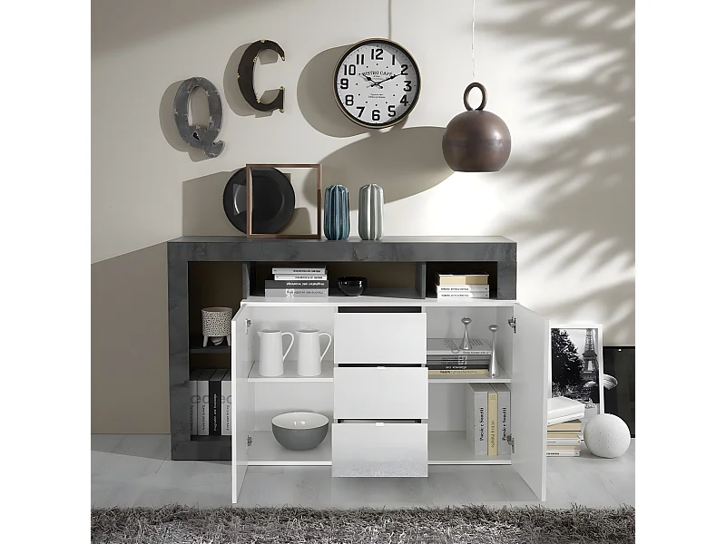 Buffet 2 portes 3 tiroirs Francfort - L146 cm