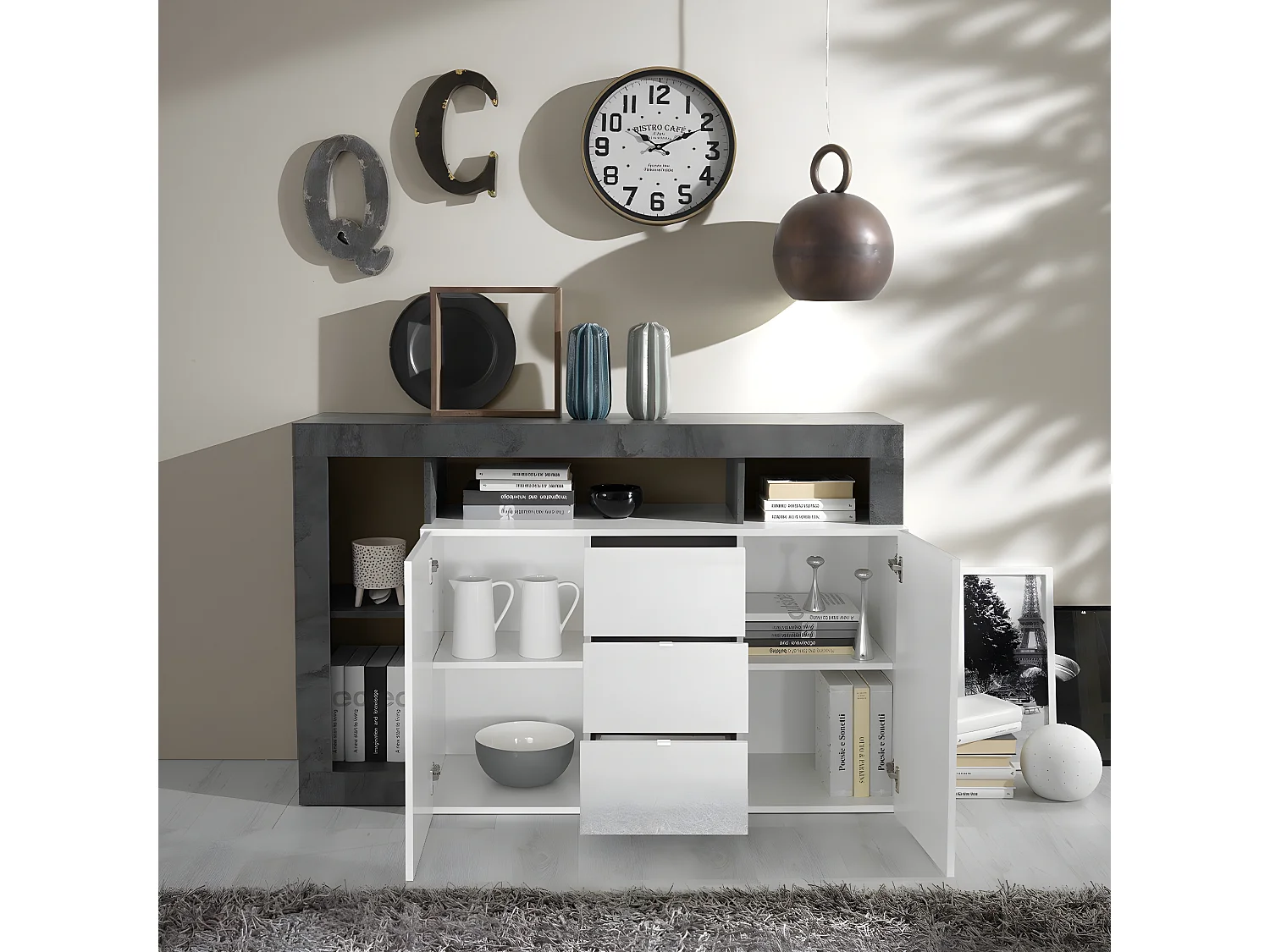 Buffet 2 portes 3 tiroirs Francfort - L146 cm