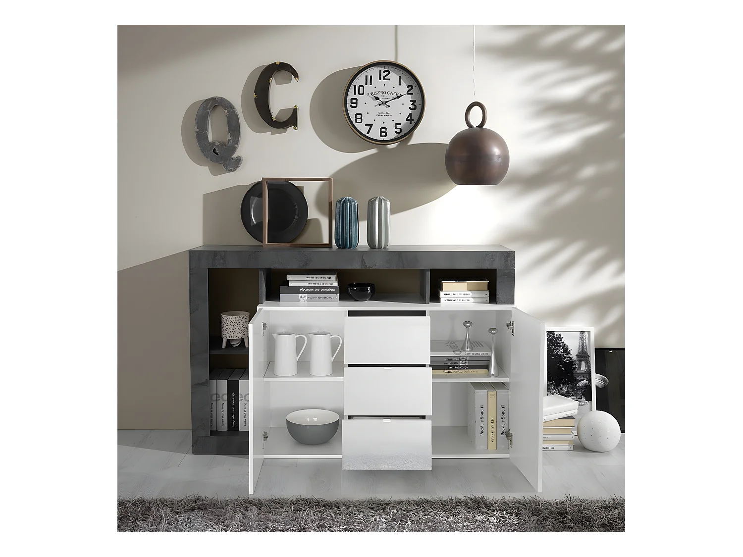 Buffet 2 portes 3 tiroirs Francfort - L146 cm