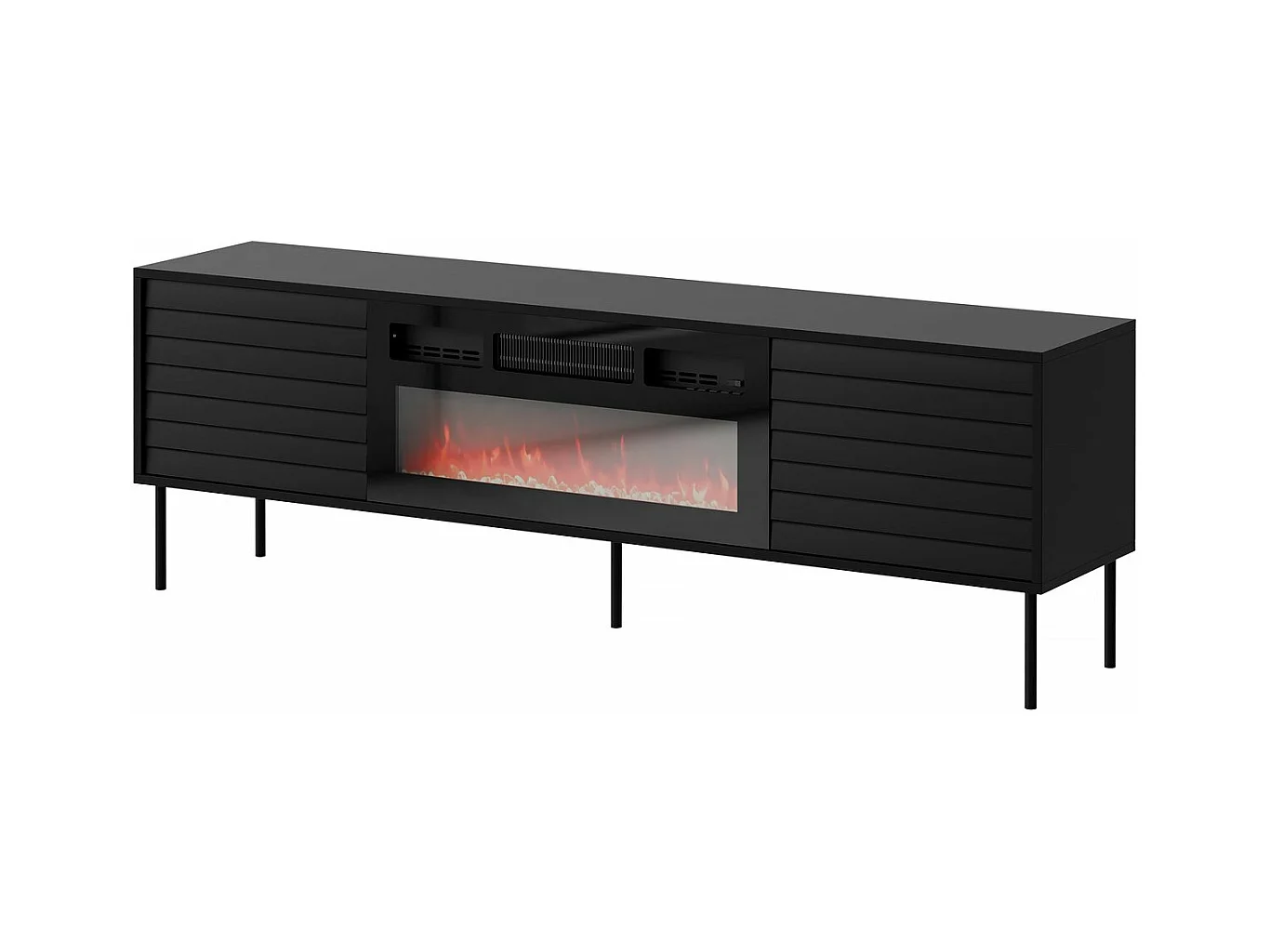 Meuble TV "Cortina" avec cheminée - 180 x 40 x 60 cm - Noir