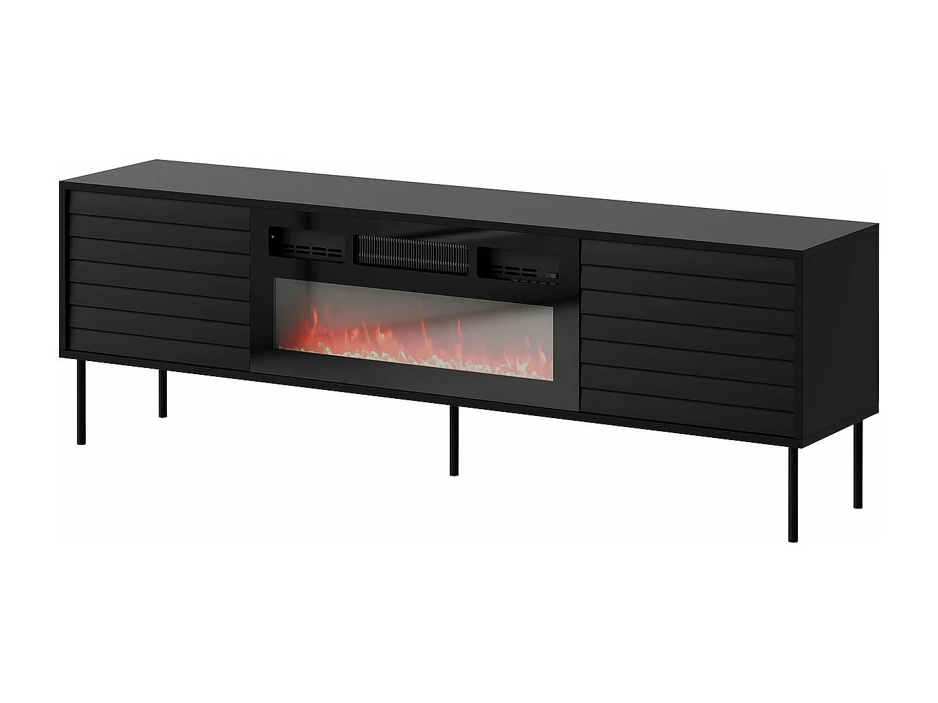 Meuble TV "Cortina" avec cheminée - 180 x 40 x 60 cm - Noir