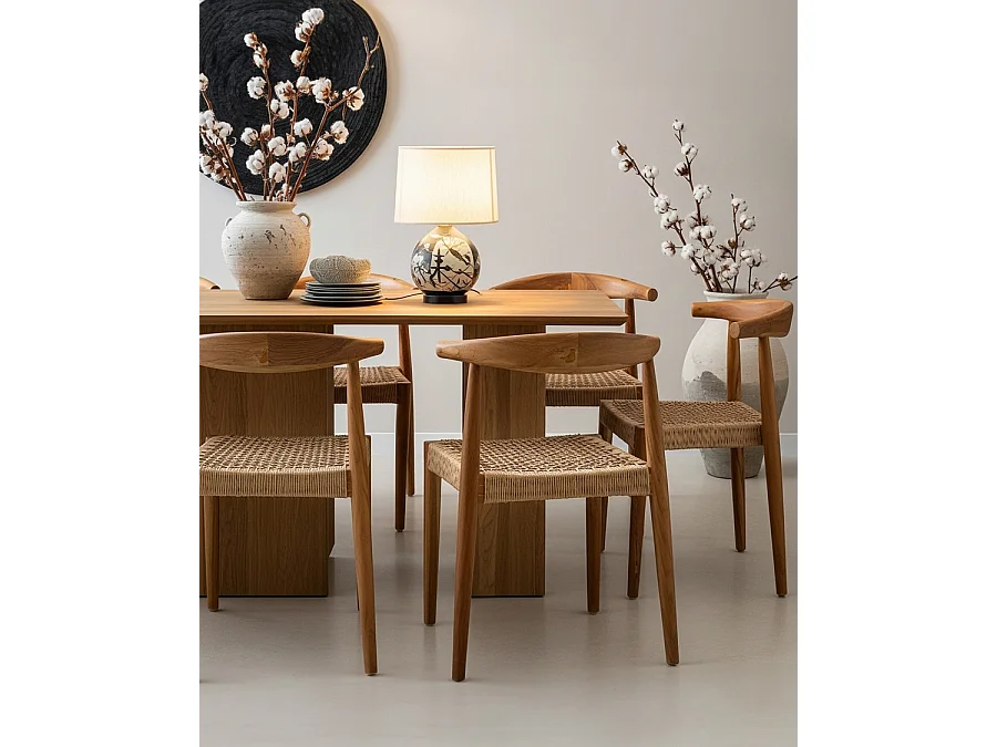 Soa - Chaise en teck massif et corde synthétique