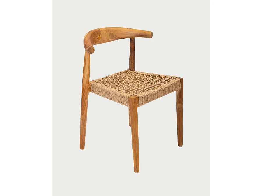 Soa - Chaise en teck massif et corde synthétique