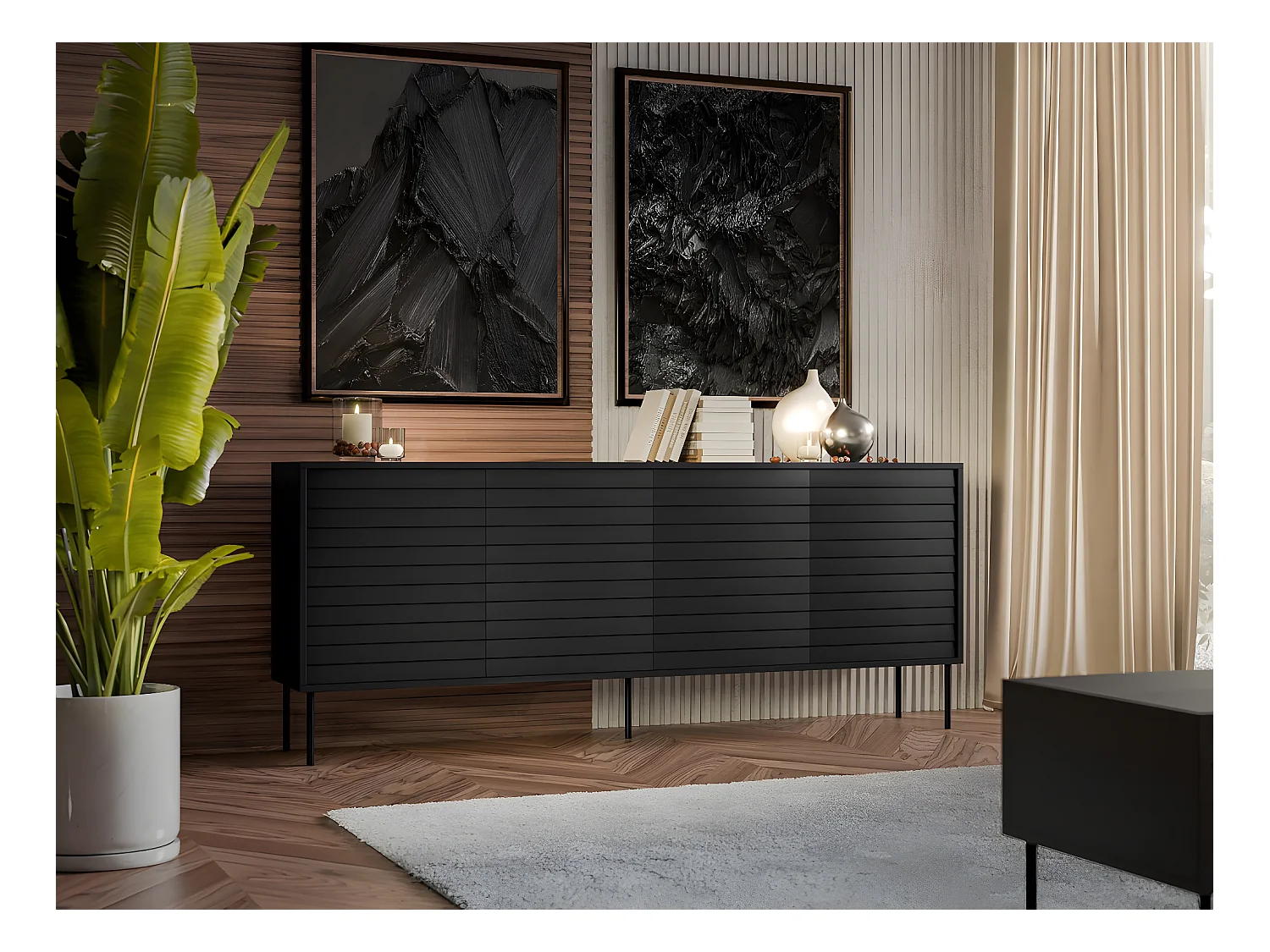 Buffet "Cortina" - 200 x 42 x 81 cm - Noir