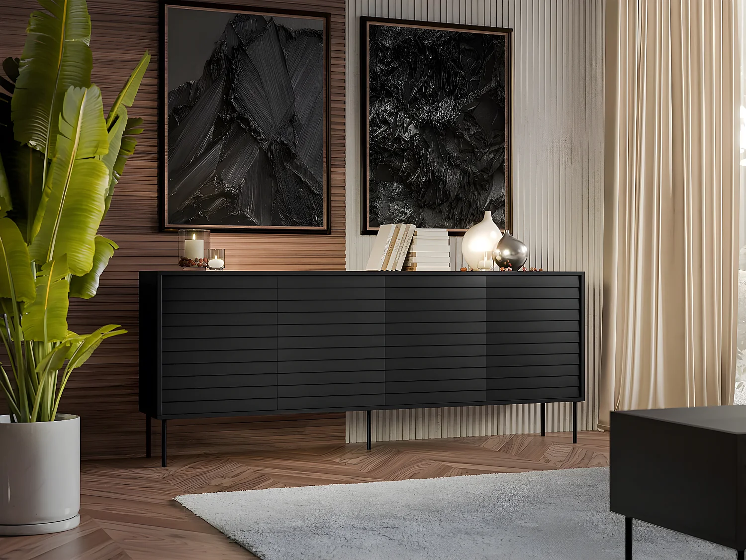 Buffet "Cortina" - 200 x 42 x 81 cm - Noir