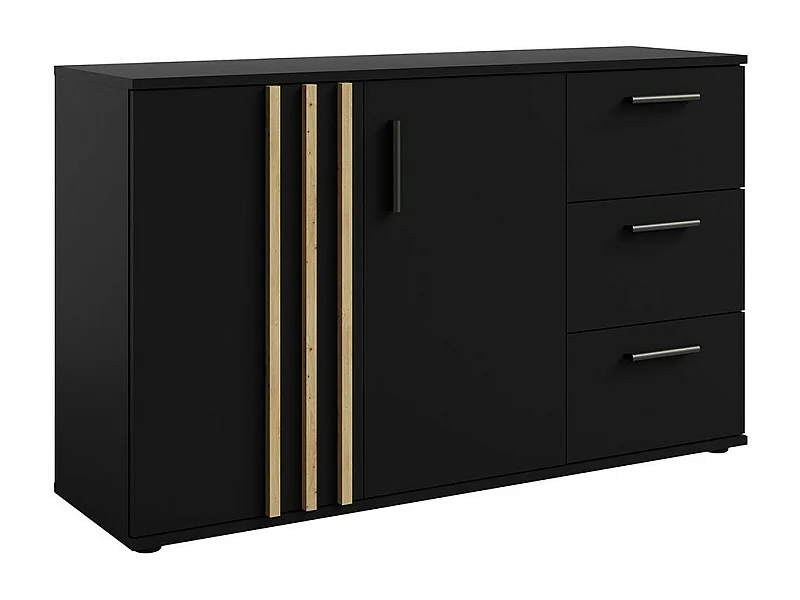 Commode VARIA - 2 portes et 3 tiroirs - Design moderne coloris noir et chêne artisan