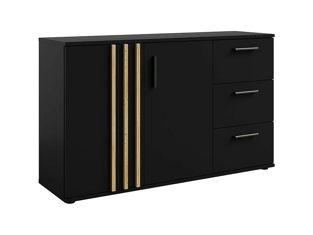 Commode VARIA - 2 portes et 3 tiroirs - Design moderne coloris noir et chêne artisan