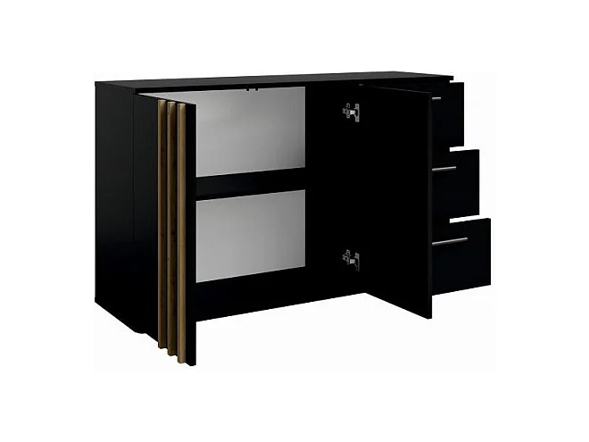 Kommode VARIA - 2 Türen und 3 Schubladen - Modernes Design in Schwarz und Handwerker-Eiche