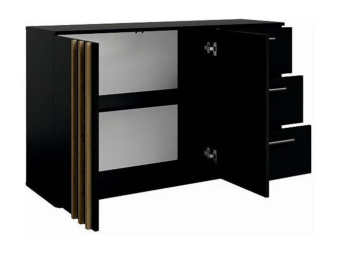 Commode VARIA - 2 portes et 3 tiroirs - Design moderne coloris noir et chêne artisan