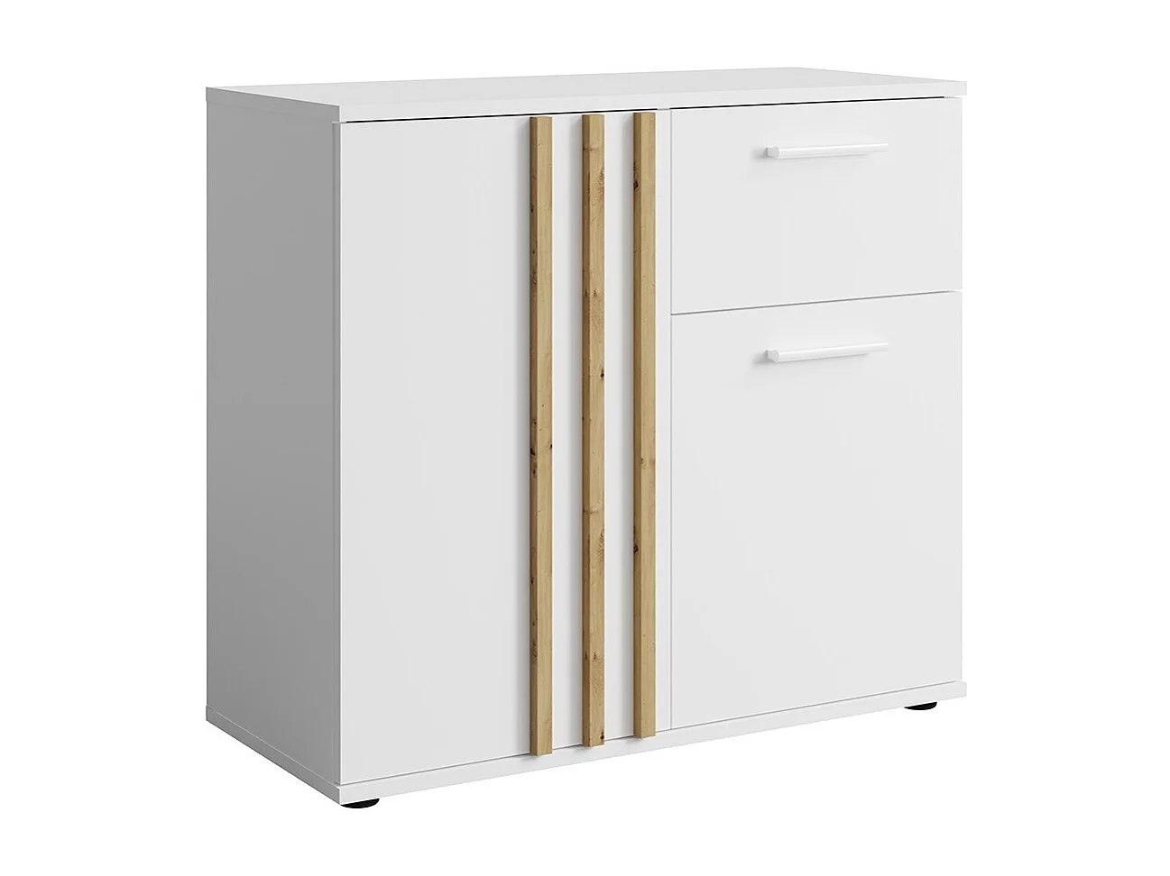 Dressoir VARIA - 2 deuren en 1 lade - Modern ontwerp in wit en ambachtelijk eiken