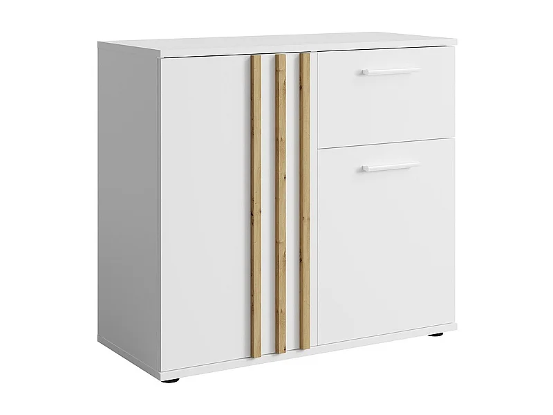 Dressoir VARIA - 2 deuren en 1 lade - Modern ontwerp in wit en ambachtelijk eiken