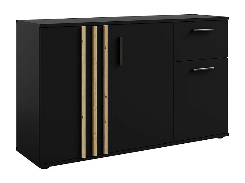 Commode VARIA - 3 portes et 1 tiroir - Design moderne coloris noir et chêne Artisan