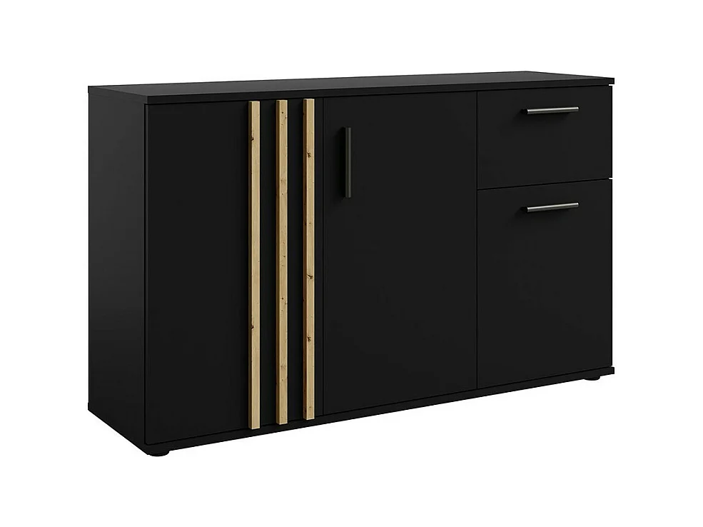 Commode VARIA - 3 portes et 1 tiroir - Design moderne coloris noir et chêne Artisan