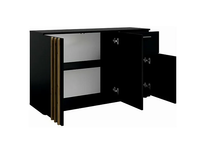 Kommode VARIA - 3 Türen und 1 Schublade - Modernes Design in Schwarz und Eichenholz Artisan