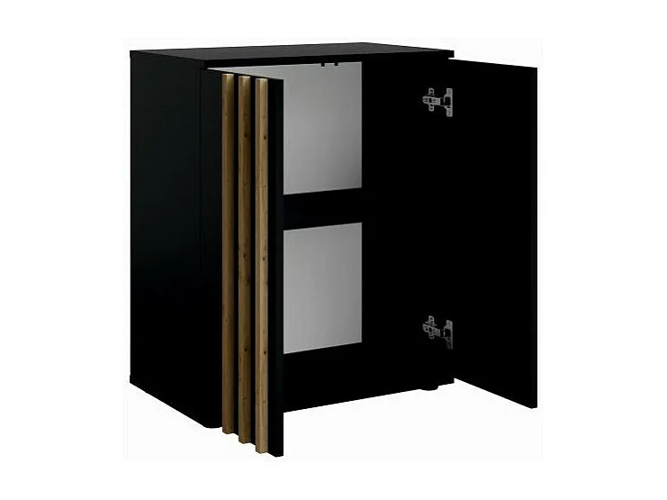 Commode VARIA - 2 Portes - Design moderne en noir et chêne artisan