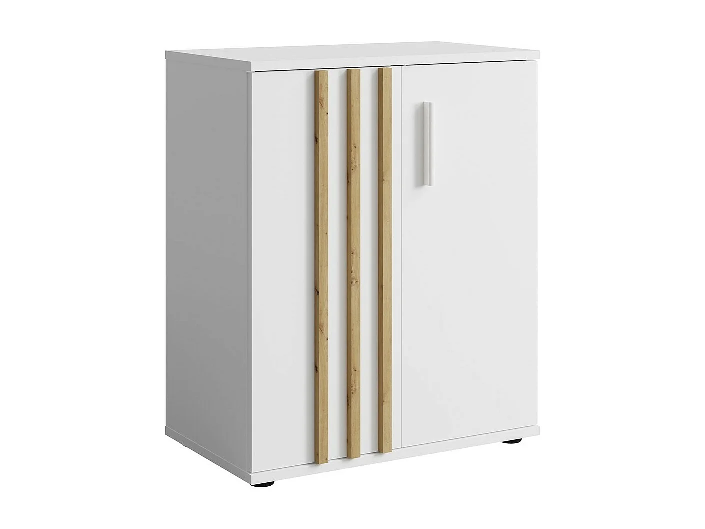 Commode VARIA - 2 Portes - Design moderne coloris blanc et chêne artisan