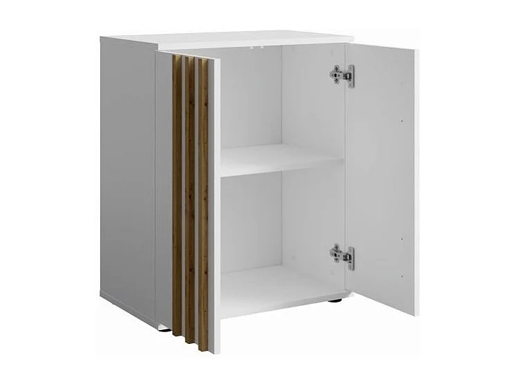 Commode VARIA - 2 Portes - Design moderne coloris blanc et chêne artisan