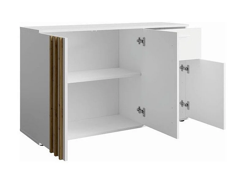 Kommode VARIA - 3 Türen und 1 Schublade - Modernes Design in Weiß und Handwerker-Eiche