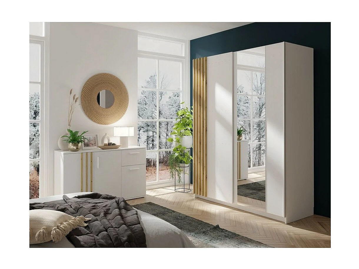 Dressoir VARIA - 3 deuren en 1 lade - Modern design in wit en ambachtelijk eiken