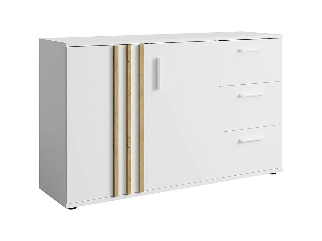 Commode VARIA - 2 portes et 3 tiroirs - Design moderne coloris blanc et chêne artisan