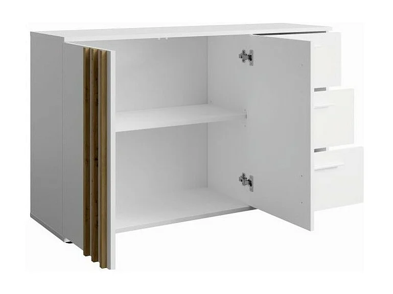 Commode VARIA - 2 deuren en 3 laden - Modern design in wit en ambachtelijk eiken