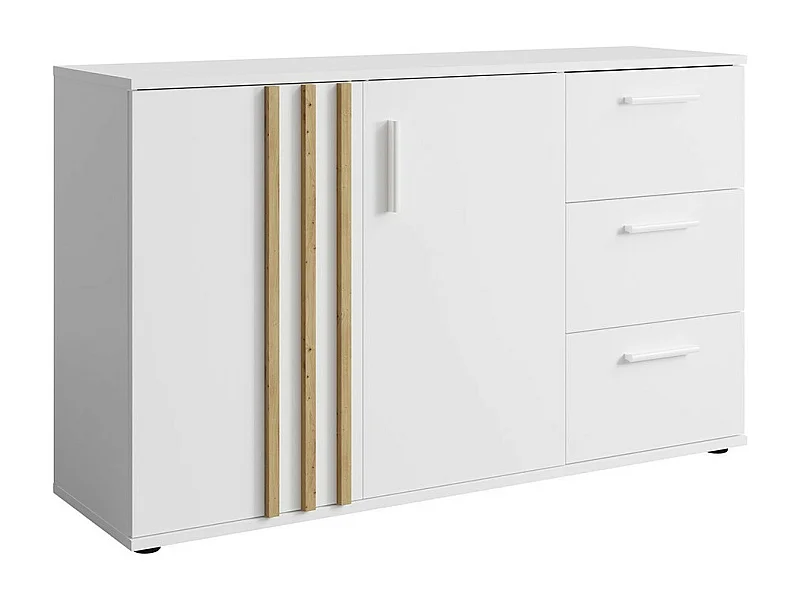 Commode VARIA - 2 deuren en 3 laden - Modern design in wit en ambachtelijk eiken