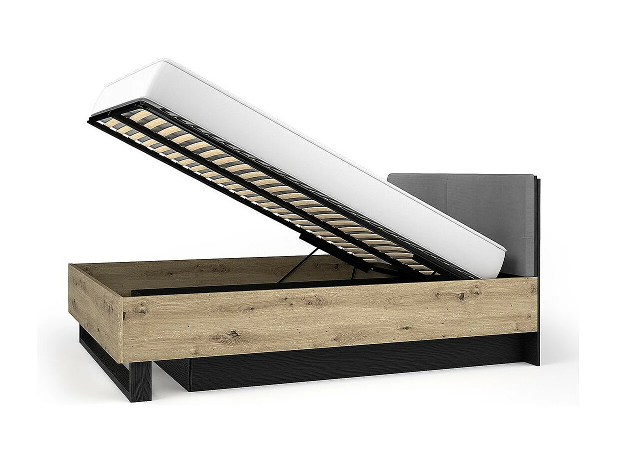 Lit Coffre 160x200 MELODY - Design Moderne avec Tête de Lit Rembourrée