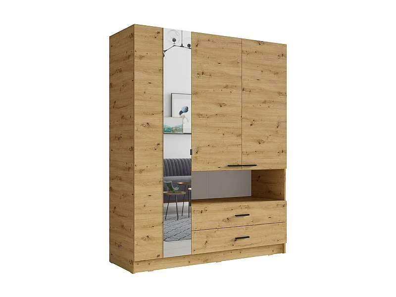 Armoire 3 portes MEIJE - Design moderne avec miroir et niche apparente
