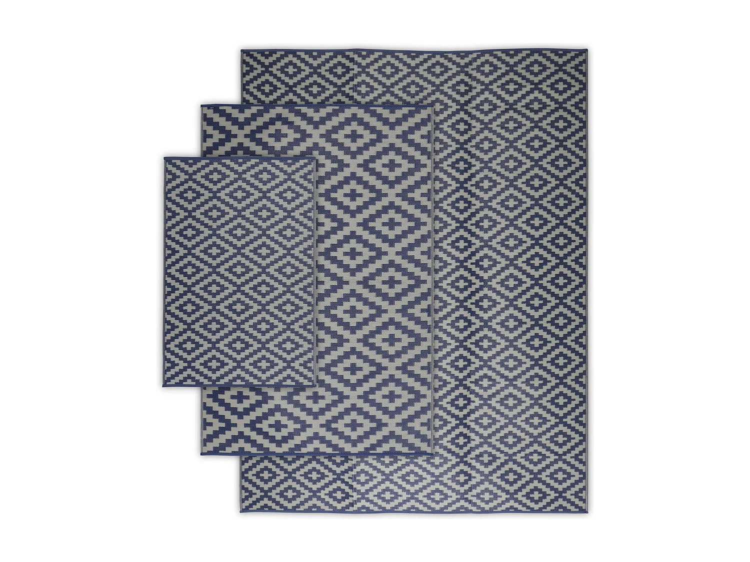 Tappeto interno/esterno motivo etnico blu, blu / beige