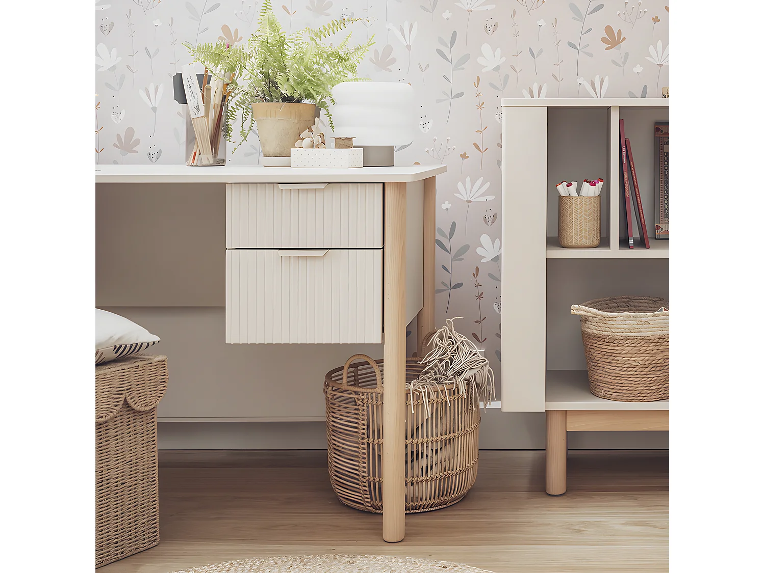 Bureau 4 tiroirs Miloo Champagne