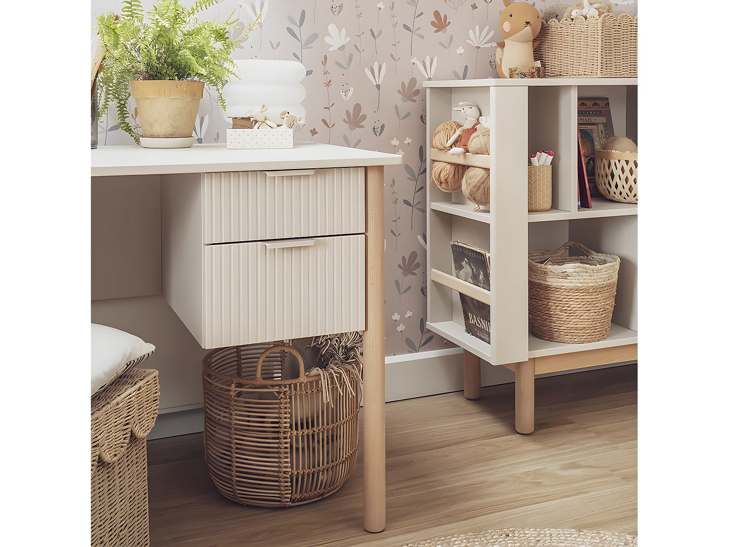 Bureau 4 tiroirs Miloo Champagne