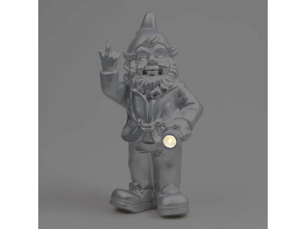 Nain de jardin en résine F*ck avec éclairage solaire 16 x 12 x 31 cm