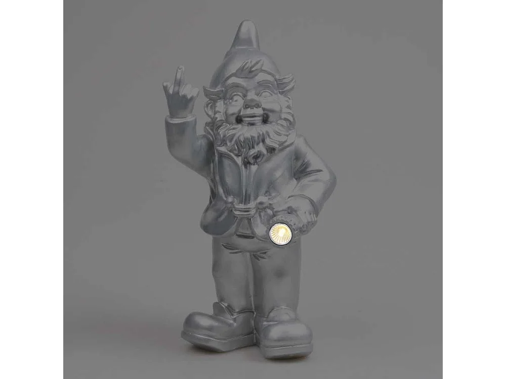 Nain de jardin en résine F*ck avec éclairage solaire 16 x 12 x 31 cm