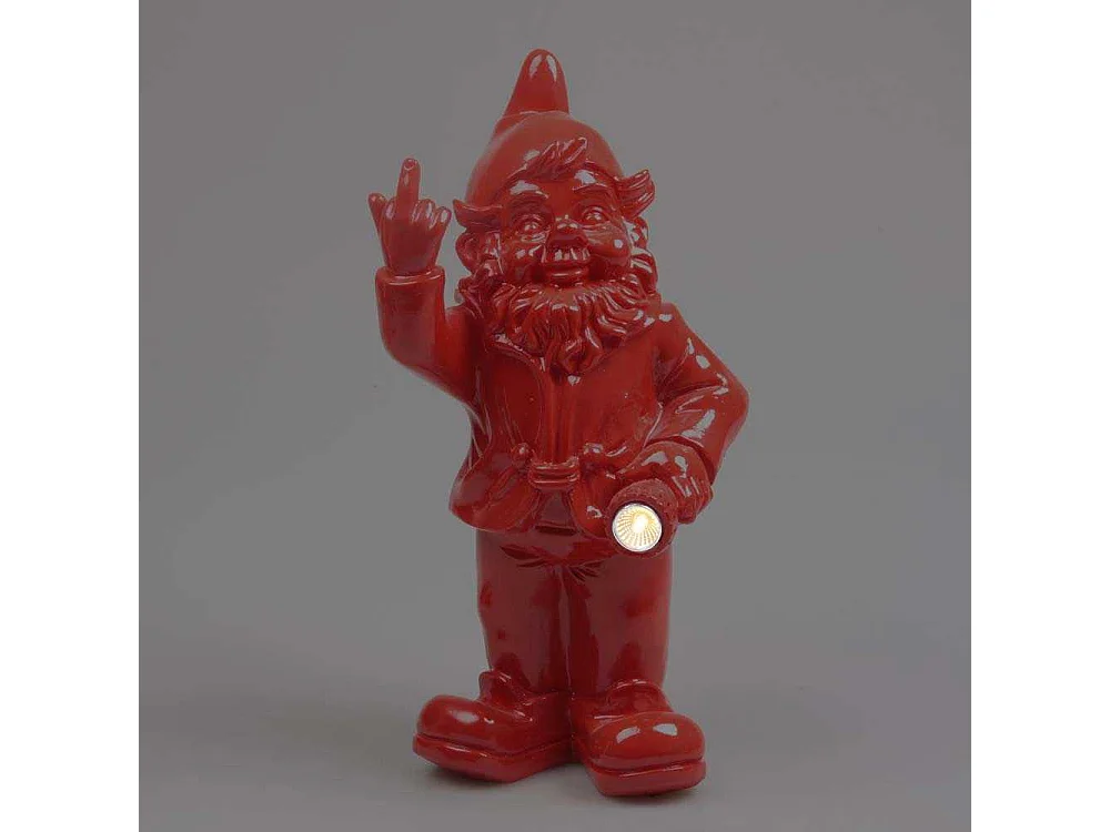 Nain de jardin en résine F*ck avec éclairage solaire 16 x 12 x 31 cm