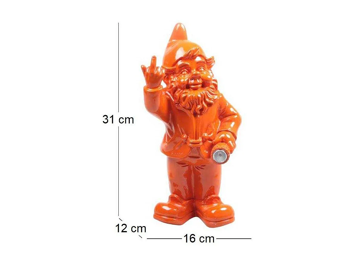 Nain de jardin en résine F*ck avec éclairage solaire 16 x 12 x 31 cm