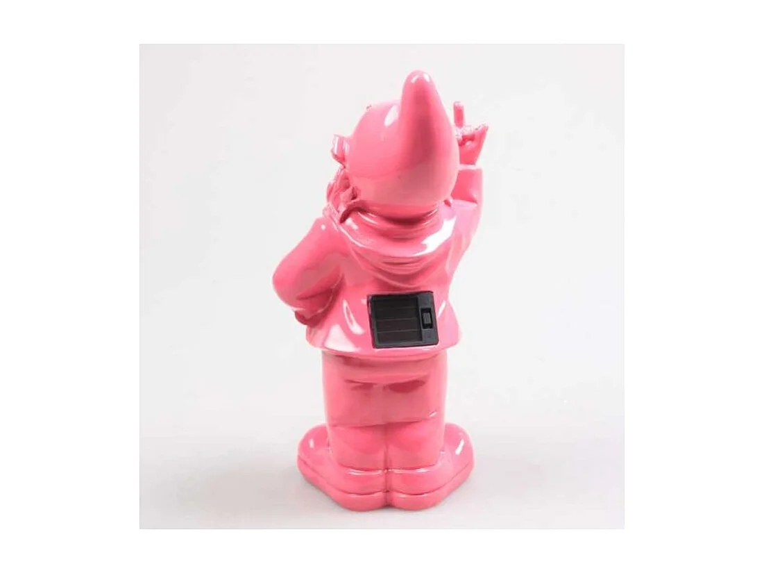 Nain de jardin en résine F*ck avec éclairage solaire 16 x 12 x 31 cm