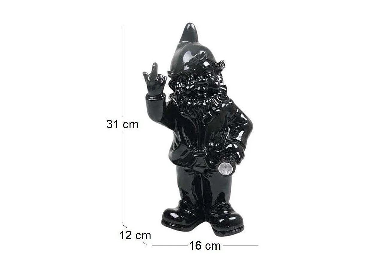 Nain de jardin en résine F*ck avec éclairage solaire 16 x 12 x 31 cm