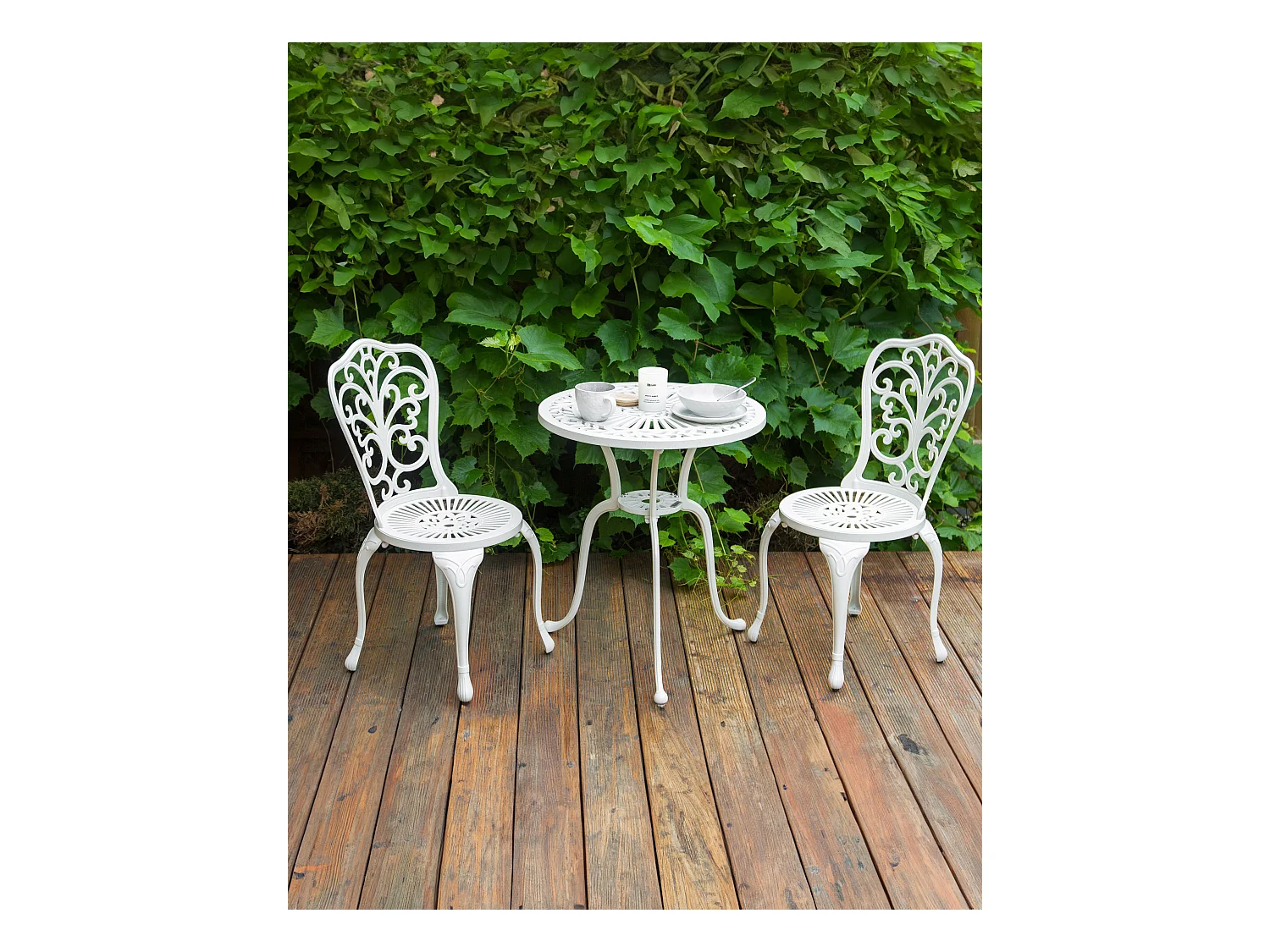 Gartenstuhl 2er Set TRIORA Metall Cremeweiss