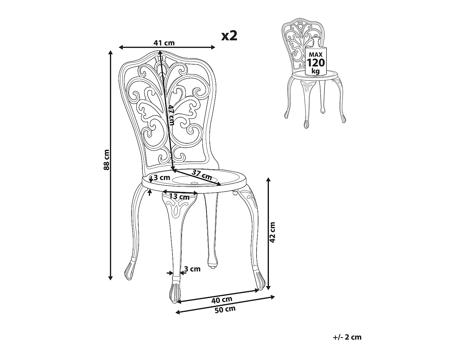 Lot de 2 chaises de jardin TRIORA Métal Marron