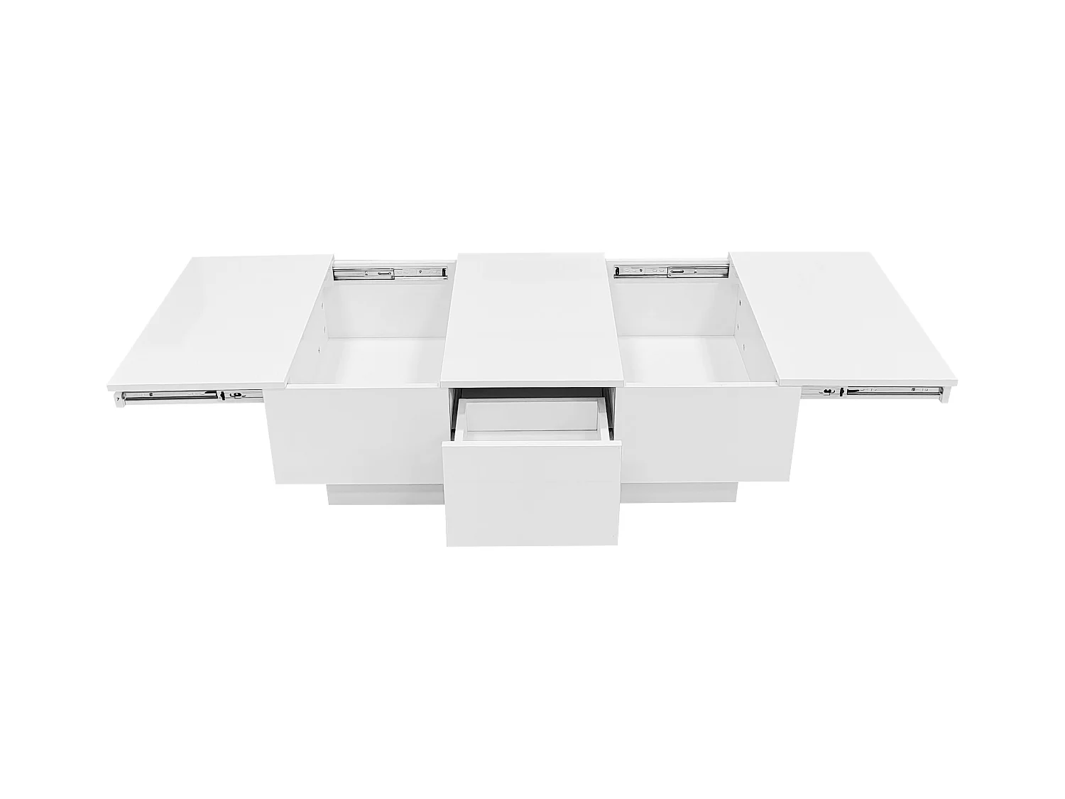 Salontafel met glanzende look - 2 laden + 2 verborgen vakken - Wit
