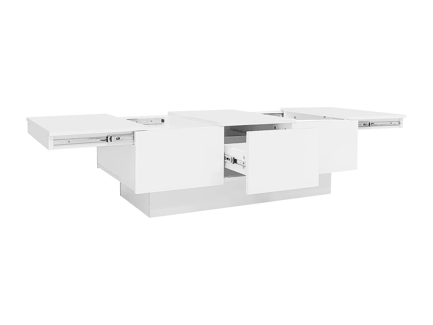 Table basse aspect brillant - 2 tiroirs + 2 compartiments cachés - Blanc