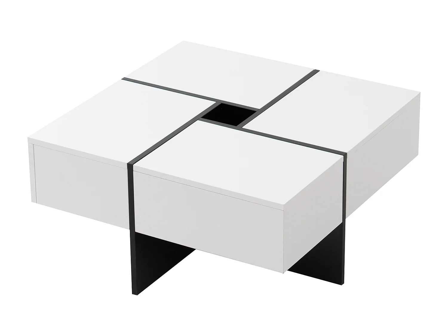 Vierkante salontafel - 4 lades - spaanplaat - Wit